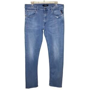 Replay Grover Jeans Men’s 36 Slim Straight Stretch Denim Blue